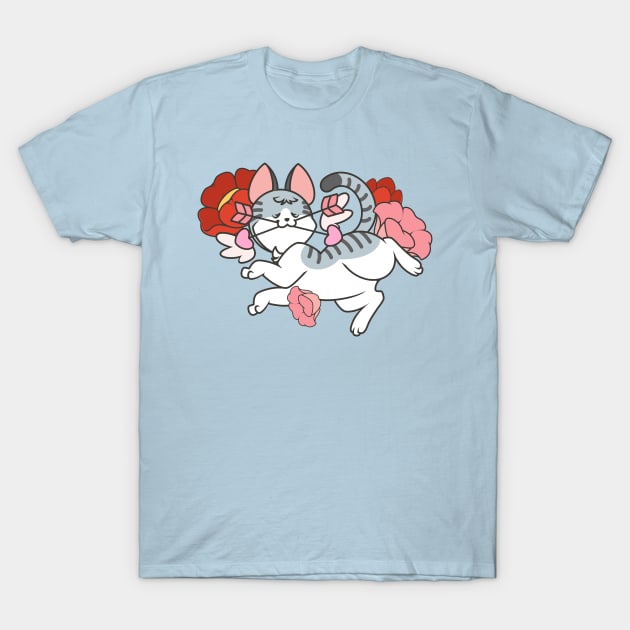 My Grey Striped Valentine T-Shirt by Pupcakes and Cupcats